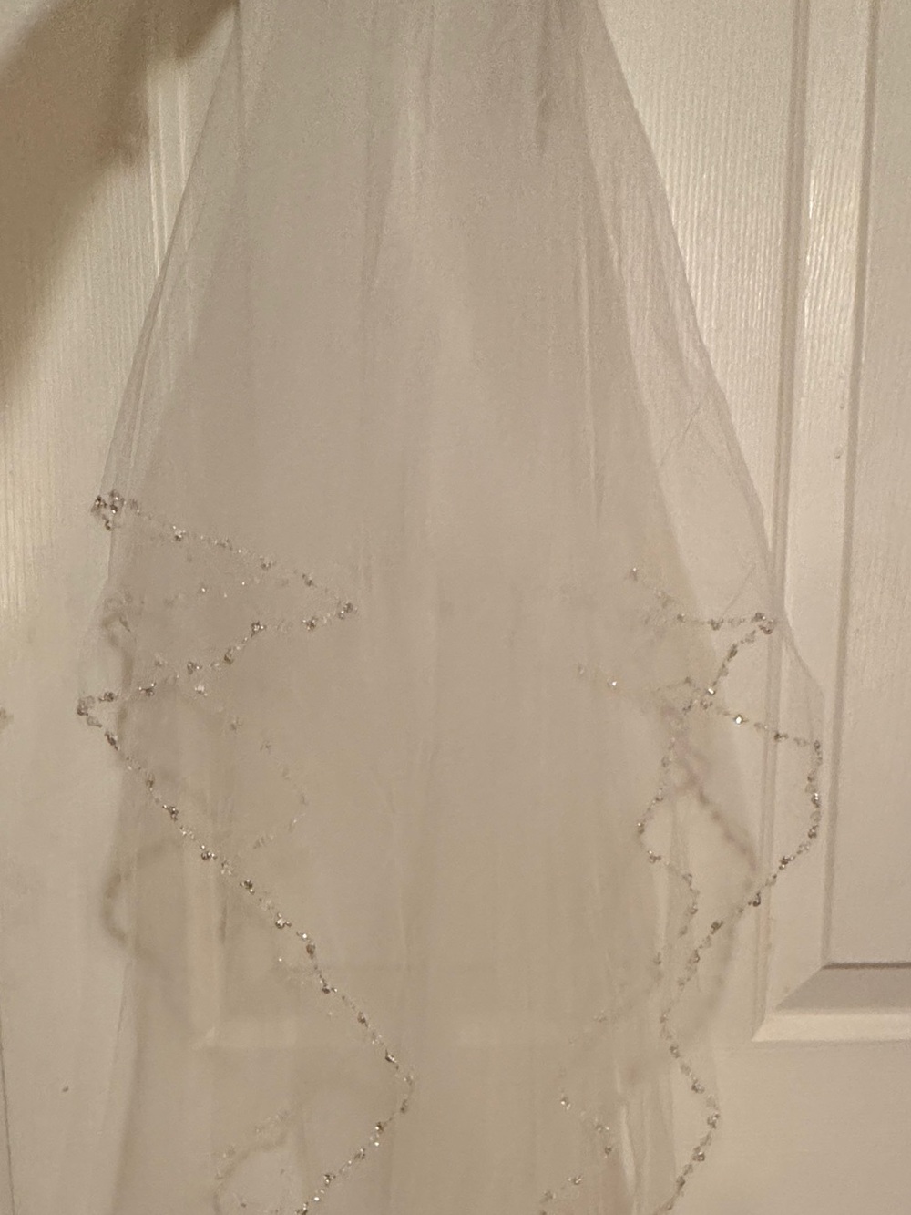 ✨ NWT David’s Bridal Floral Appliqué Halter Wedding Gown + Beaded Veil | $1,928 - Picture 10 of 14